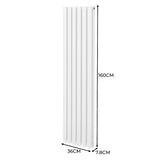 Radiateur à Colonne Ovale & Robinet Thermostatique Chromé - 1600mm x 360mm – Blanc