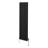 Radiateur à Colonne Ovale & Robinet Thermostatique Chromé - 1600mm x 360mm – Noir