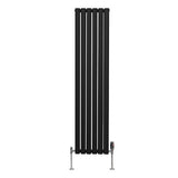 Radiateur à Colonne Ovale & Robinet Thermostatique Chromé - 1600mm x 360mm – Noir