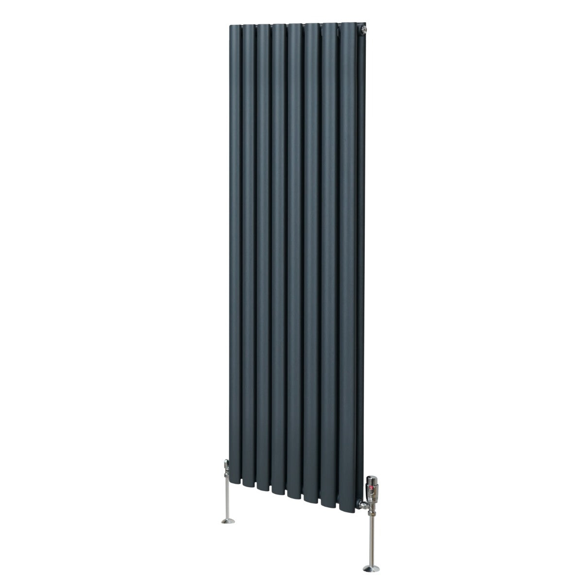 Radiateur à Colonne Ovale & Robinet Thermostatique Chromé - 1600mm x 480mm – Gris Anthracite