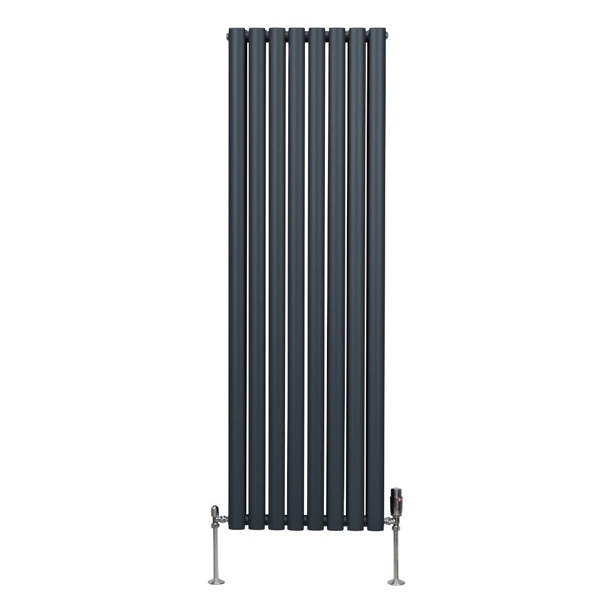 Radiateur à Colonne Ovale & Robinet Thermostatique Chromé - 1600mm x 480mm – Gris Anthracite