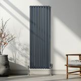 Radiateur à Colonne Ovale & Robinet Thermostatique Chromé - 1600mm x 480mm – Gris Anthracite