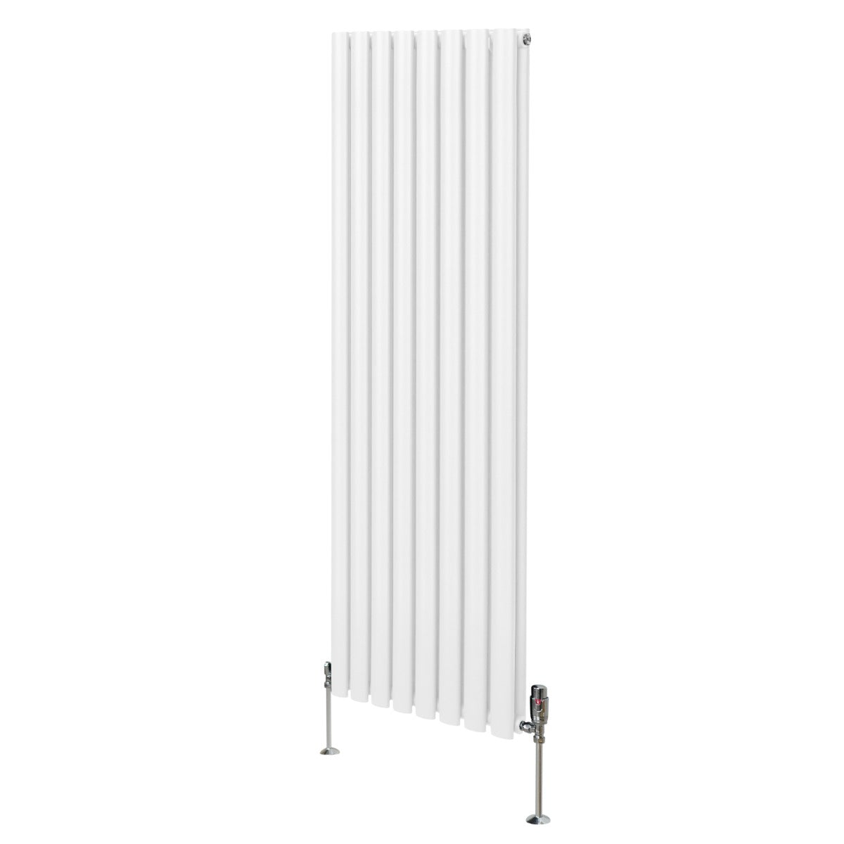 Radiateur à Colonne Ovale & Robinet Thermostatique Chromé - 1600mm x 480mm – Blanc