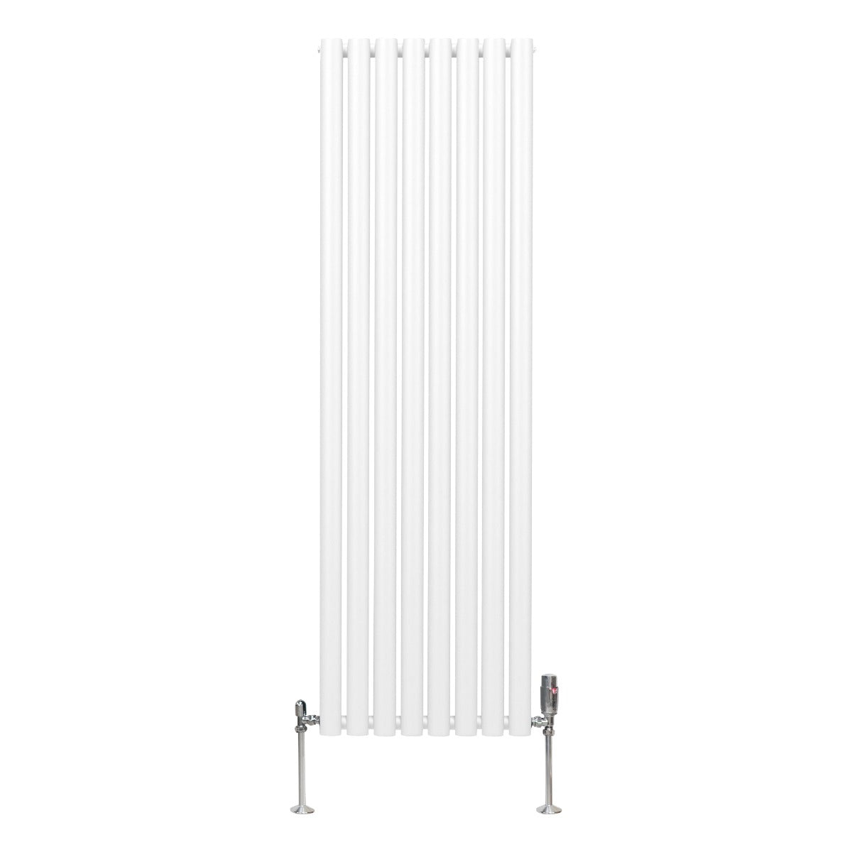 Radiateur à Colonne Ovale & Robinet Thermostatique Chromé - 1600mm x 480mm – Blanc