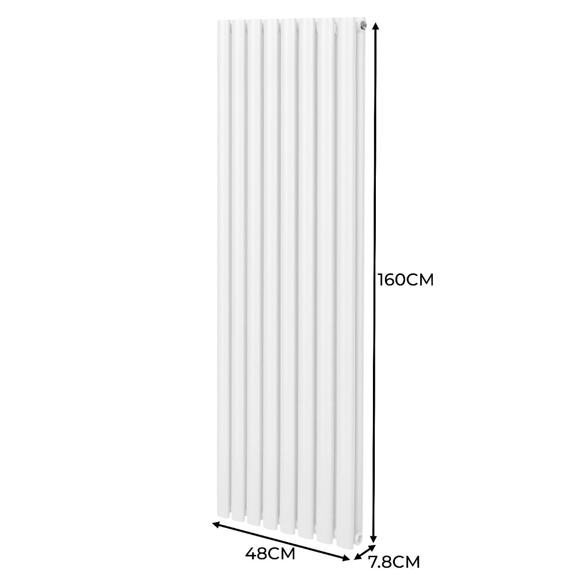 Radiateur à Colonne Ovale & Robinet Thermostatique Chromé - 1600mm x 480mm – Blanc