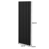 Radiateur à Colonne Ovale & Robinet Thermostatique Chromé - 1600mm x 480mm – Noir