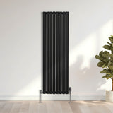 Radiateur à Colonne Ovale & Robinet Thermostatique Chromé - 1600mm x 480mm – Noir