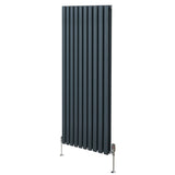 Radiateur à Colonne Ovale & Robinet Thermostatique Chromé - 1600mm x 600mm – Gris Anthracite