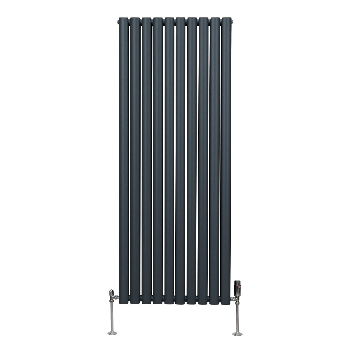 Radiateur à Colonne Ovale & Robinet Thermostatique Chromé - 1600mm x 600mm – Gris Anthracite