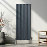 Radiateur à Colonne Ovale & Robinet Thermostatique Chromé - 1600mm x 600mm – Gris Anthracite