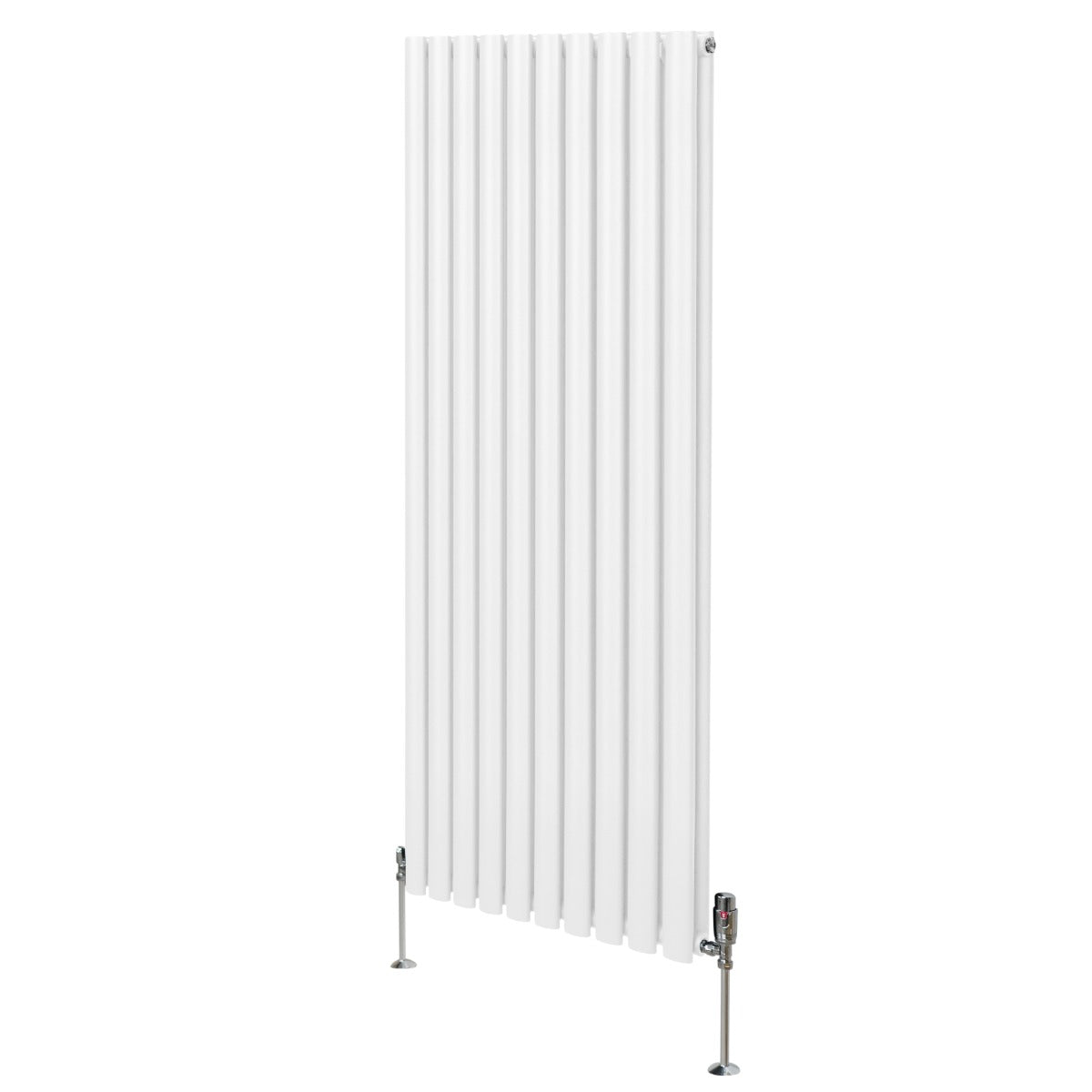 Radiateur à Colonne Ovale & Robinet Thermostatique Chromé - 1600mm x 600mm – Blanc