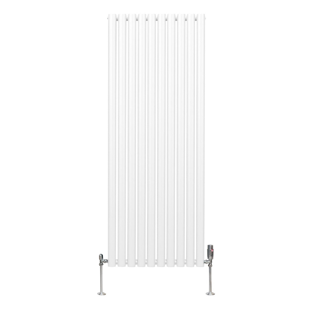 Radiateur à Colonne Ovale & Robinet Thermostatique Chromé - 1600mm x 600mm – Blanc