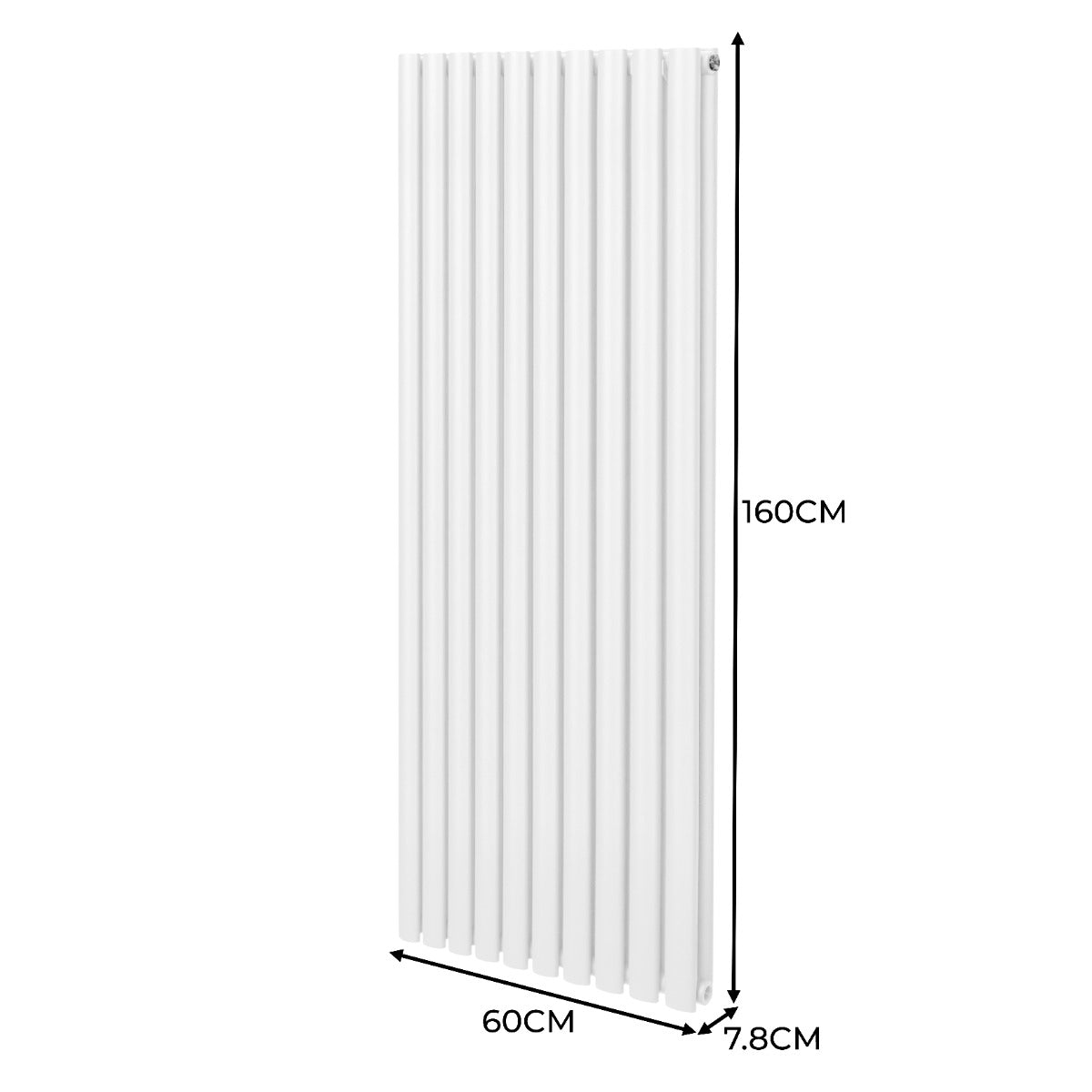 Radiateur à Colonne Ovale & Robinet Thermostatique Chromé - 1600mm x 600mm – Blanc