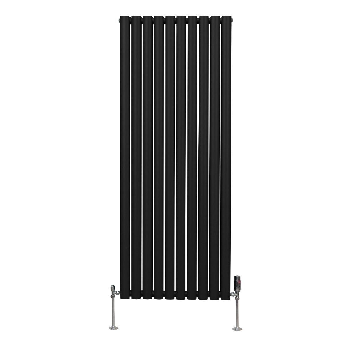 Radiateur à Colonne Ovale & Robinet Thermostatique Chromé - 1600mm x 600mm – Noir