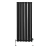 Radiateur à Colonne Ovale & Robinet Thermostatique Chromé - 1600mm x 600mm – Noir