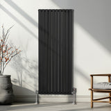 Radiateur à Colonne Ovale & Robinet Thermostatique Chromé - 1600mm x 600mm – Noir