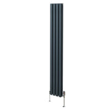 Radiateur à Colonne Ovale & Robinet Thermostatique Chromé - 1800mm x 240mm – Gris Anthracite