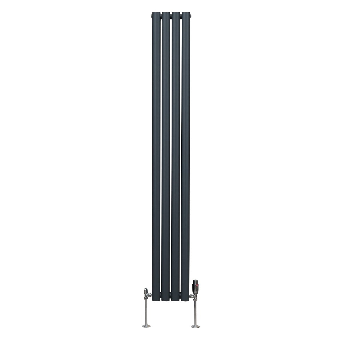 Radiateur à Colonne Ovale & Robinet Thermostatique Chromé - 1800mm x 240mm – Gris Anthracite