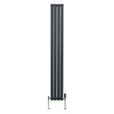 Radiateur à Colonne Ovale & Robinet Thermostatique Chromé - 1800mm x 240mm – Gris Anthracite