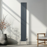 Radiateur à Colonne Ovale & Robinet Thermostatique Chromé - 1800mm x 240mm – Gris Anthracite