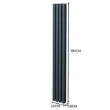 Radiateur à Colonne Ovale & Robinet Thermostatique Chromé - 1800mm x 240mm – Gris Anthracite