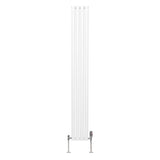 Radiateur à Colonne Ovale & Robinet Thermostatique Chromé - 1800mm x 240mm – Blanc