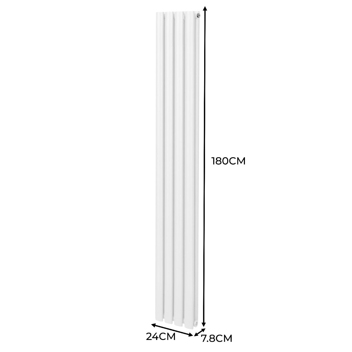 Radiateur à Colonne Ovale & Robinet Thermostatique Chromé - 1800mm x 240mm – Blanc