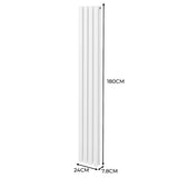 Radiateur à Colonne Ovale & Robinet Thermostatique Chromé - 1800mm x 240mm – Blanc