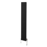 Radiateur à Colonne Ovale & Robinet Thermostatique Chromé - 1800mm x 240mm – Noir