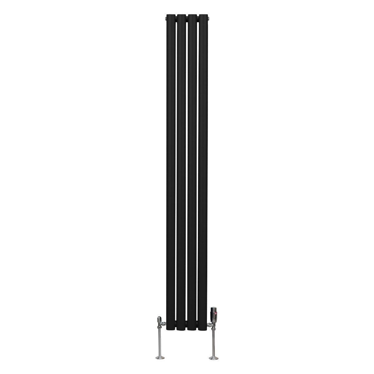 Radiateur à Colonne Ovale & Robinet Thermostatique Chromé - 1800mm x 240mm – Noir