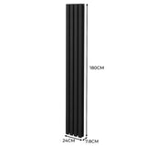 Radiateur à Colonne Ovale & Robinet Thermostatique Chromé - 1800mm x 240mm – Noir