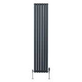 Radiateur à Colonne Ovale & Robinet Thermostatique Chromé - 1800mm x 360mm – Gris Anthracite