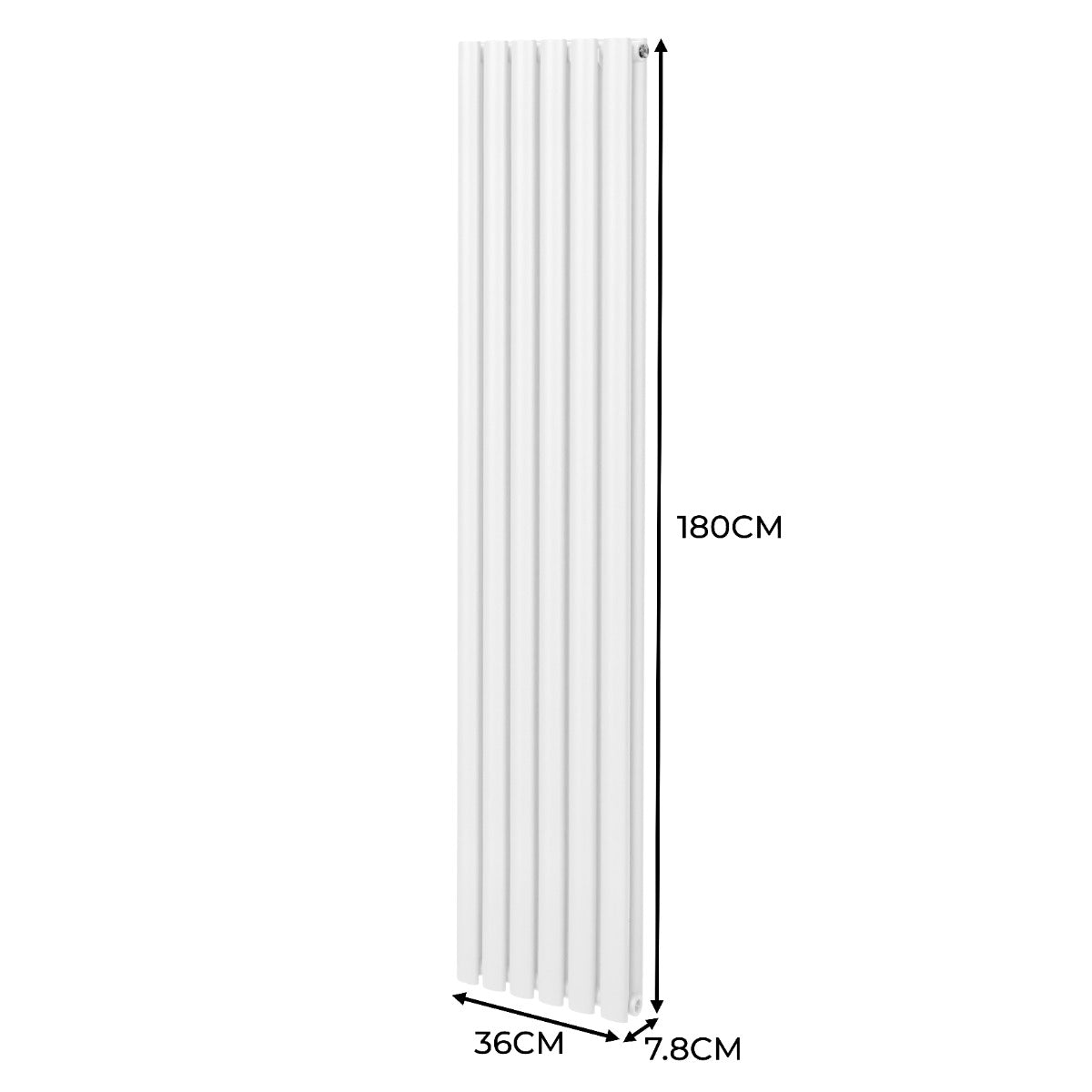 Radiateur à Colonne Ovale & Robinet Thermostatique Chromé - 1800mm x 360mm – Blanc