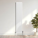 Radiateur à Colonne Ovale & Robinet Thermostatique Chromé - 1800mm x 360mm – Blanc