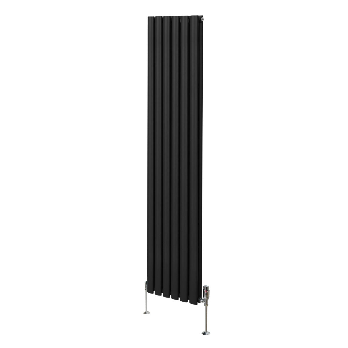 Radiateur à Colonne Ovale & Robinet Thermostatique Chromé - 1800mm x 360mm – Noir