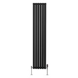 Radiateur à Colonne Ovale & Robinet Thermostatique Chromé - 1800mm x 360mm – Noir