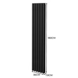 Radiateur à Colonne Ovale & Robinet Thermostatique Chromé - 1800mm x 360mm – Noir