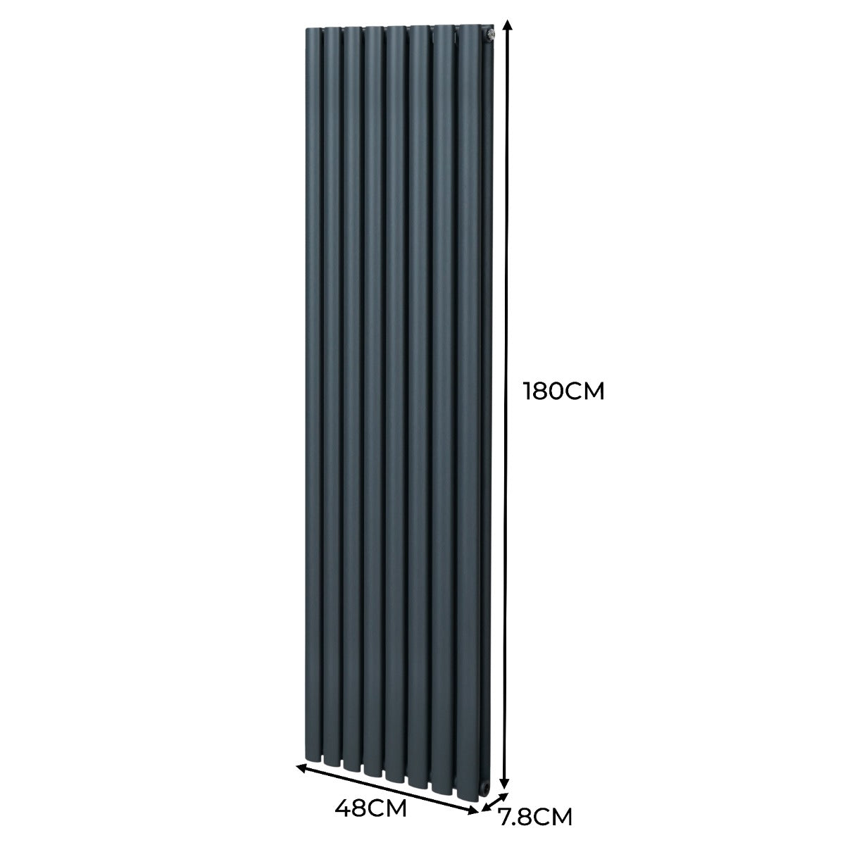 Radiateur à Colonne Ovale & Robinet Thermostatique Chromé - 1800mm x 480mm – Gris Anthracite