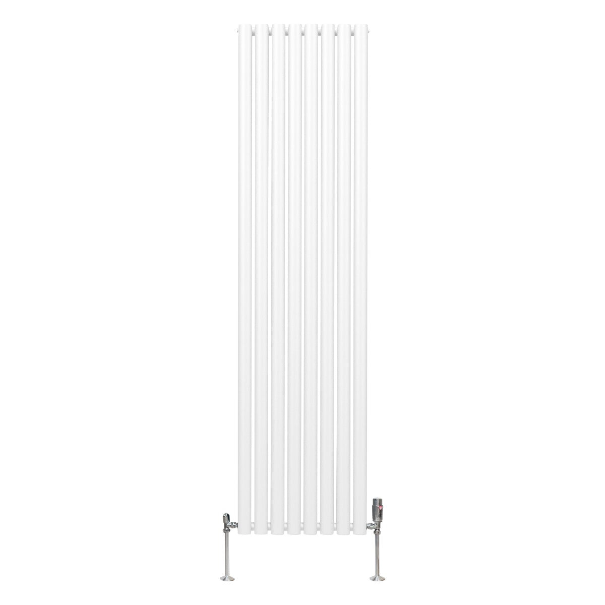 Radiateur à Colonne Ovale & Robinet Thermostatique Chromé - 1800mm x 480mm – Blanc