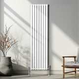 Radiateur à Colonne Ovale & Robinet Thermostatique Chromé - 1800mm x 480mm – Blanc