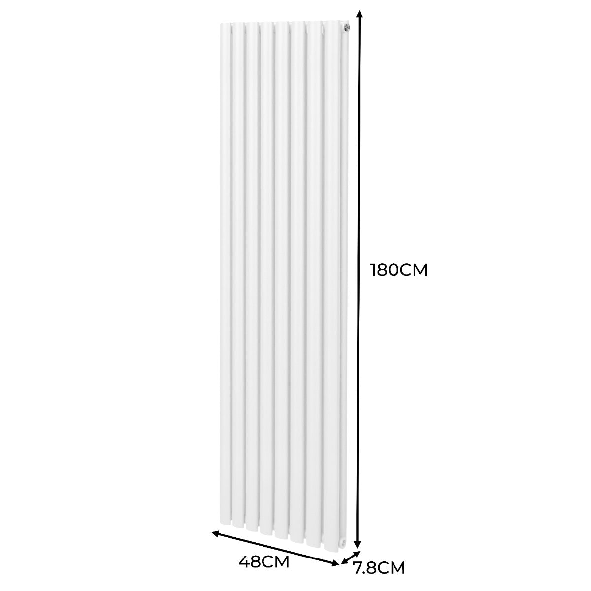 Radiateur à Colonne Ovale & Robinet Thermostatique Chromé - 1800mm x 480mm – Blanc