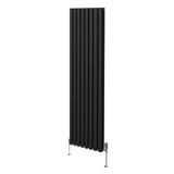 Radiateur à Colonne Ovale & Robinet Thermostatique Chromé - 1800mm x 480mm – Noir