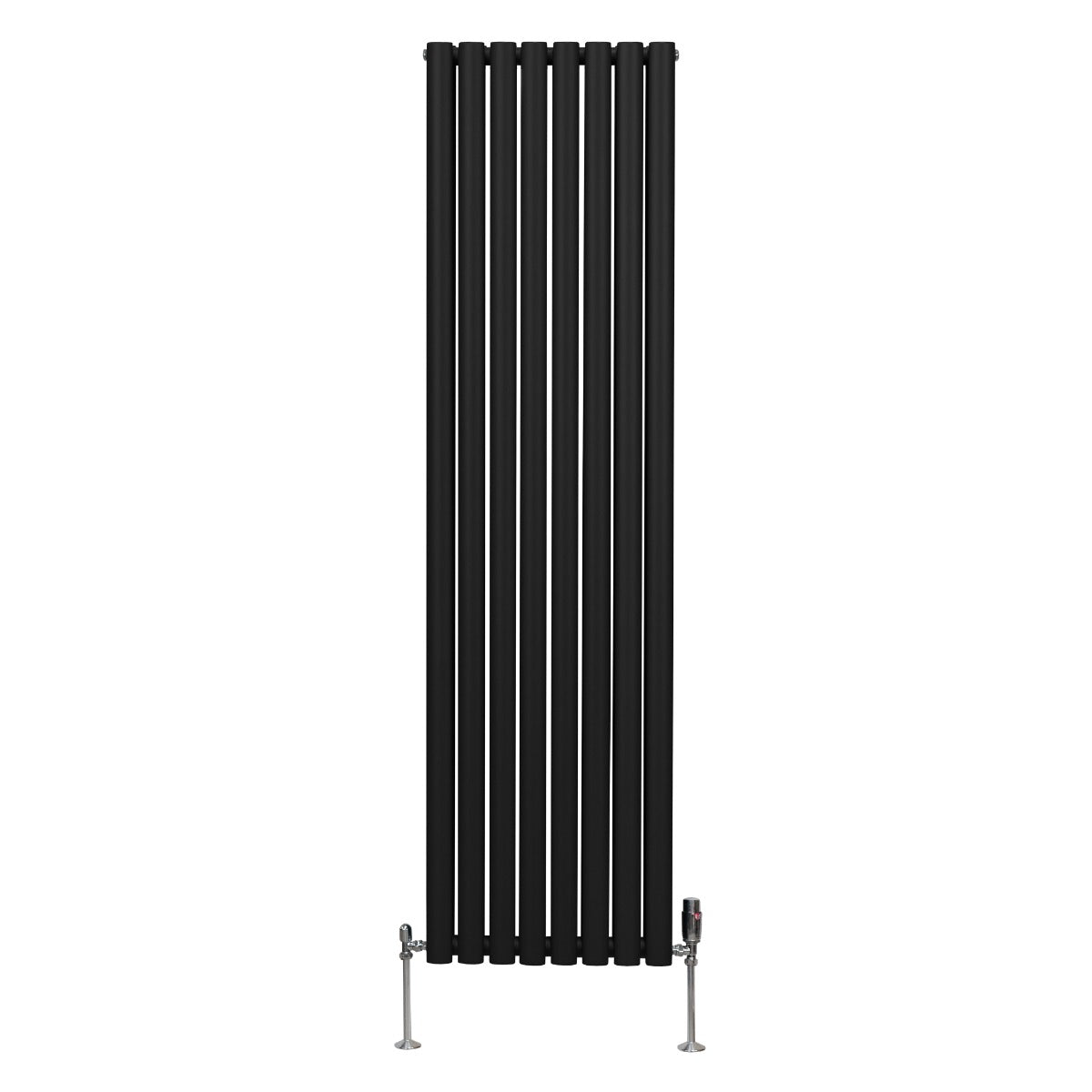 Radiateur à Colonne Ovale & Robinet Thermostatique Chromé - 1800mm x 480mm – Noir