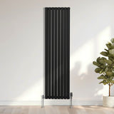 Radiateur à Colonne Ovale & Robinet Thermostatique Chromé - 1800mm x 480mm – Noir