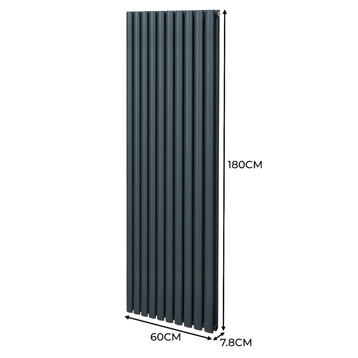 Radiateur à Colonne Ovale & Robinet Thermostatique Chromé - 1800mm x 600mm – Gris Anthracite