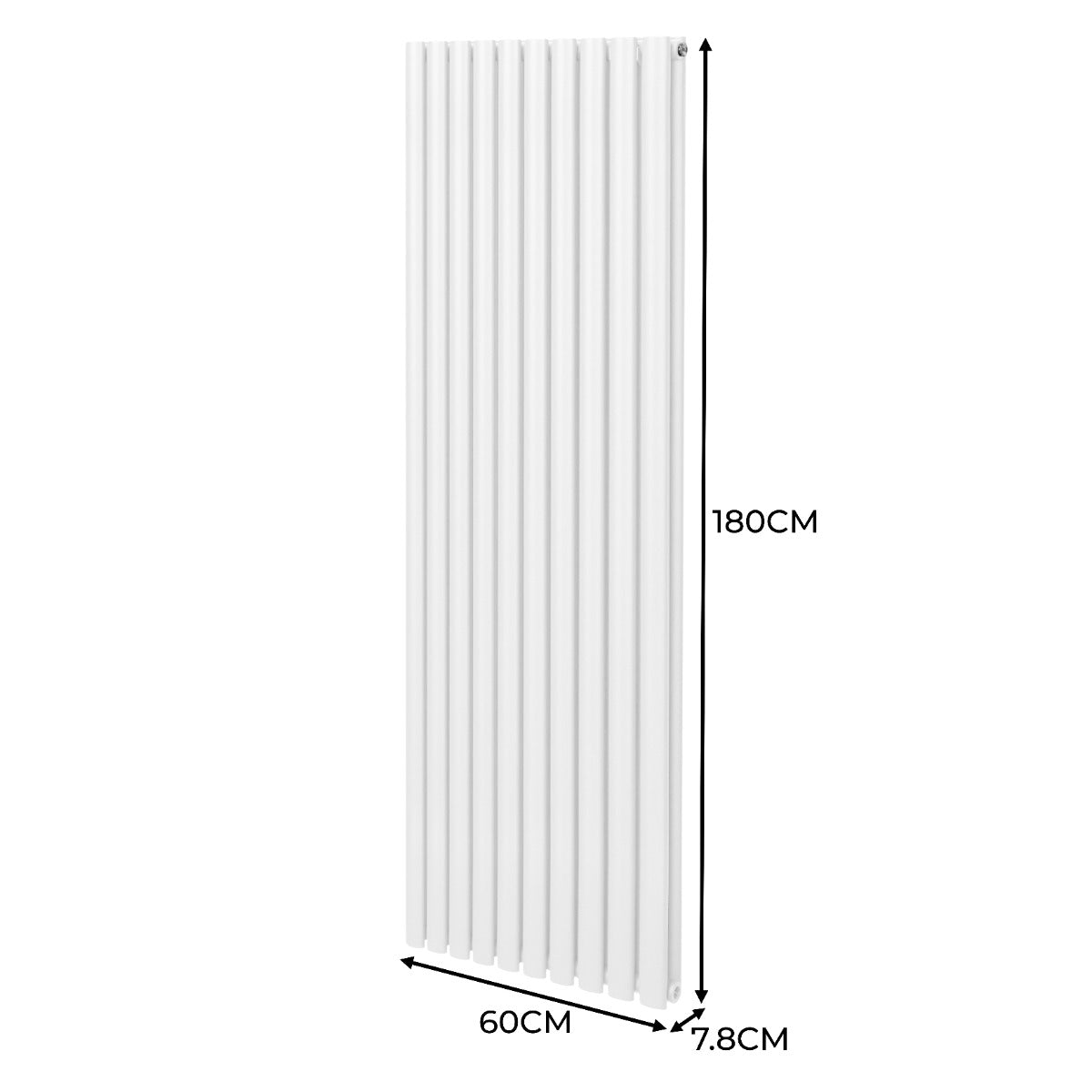 Radiateur à Colonne Ovale & Robinet Thermostatique Chromé - 1800mm x 600mm – Blanc