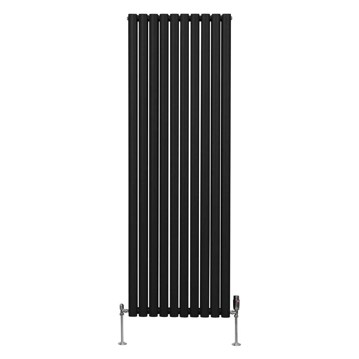 Radiateur à Colonne Ovale & Robinet Thermostatique Chromé - 1800mm x 600mm – Noir