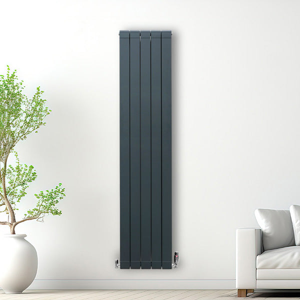 Radiateur en Aluminium & Valves - 1800mm x 395mm – Gris Anthracite