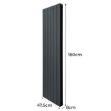 Radiateur en Aluminium & Valves - 1800mm x 475mm – Gris Anthracite