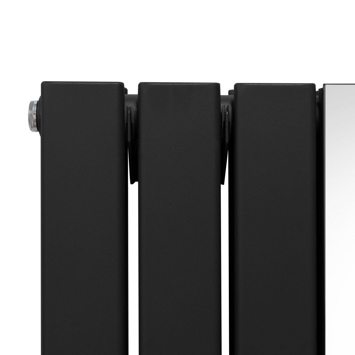 Radiateur Plat avec Miroir & Valves - 1800mm x 425mm – Noir